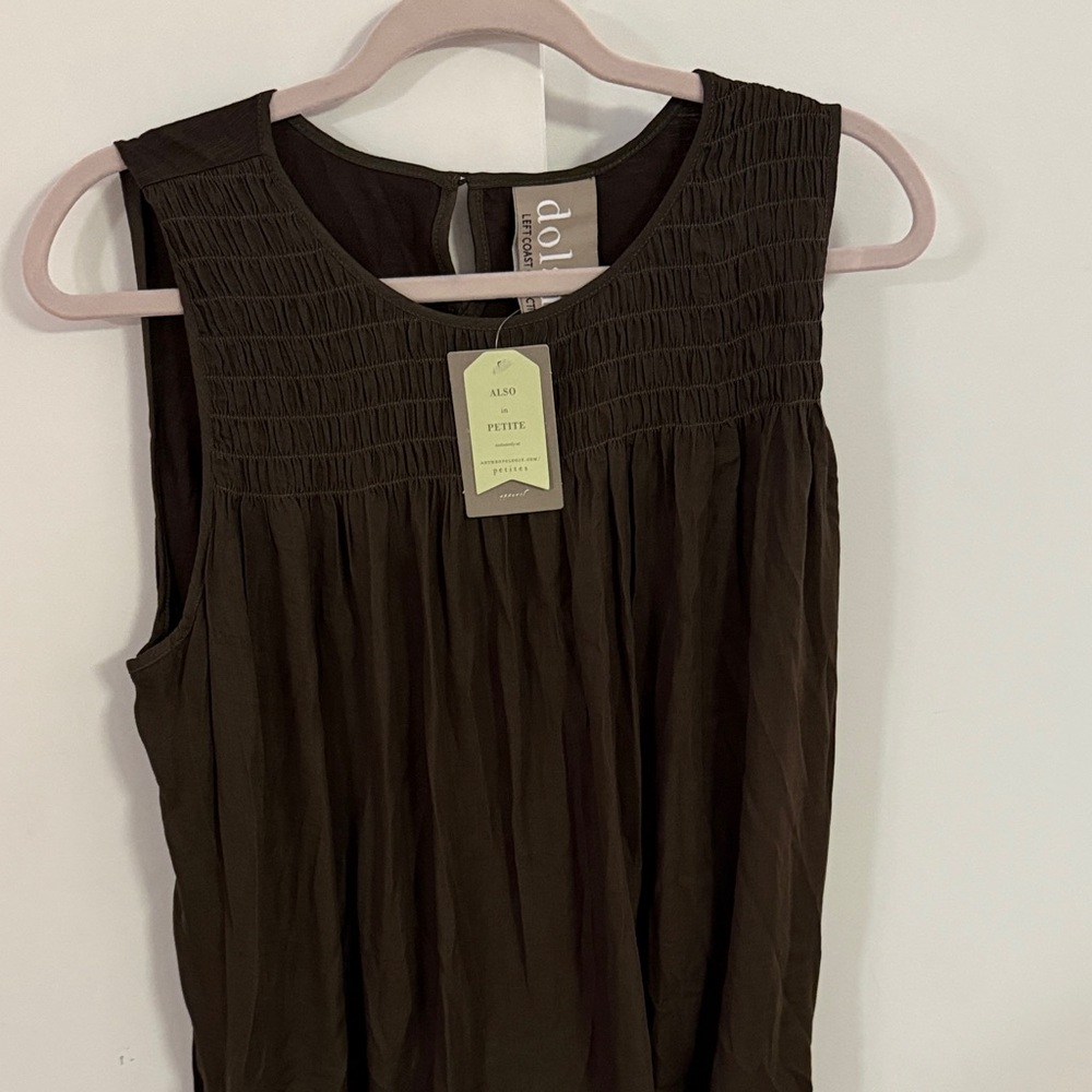 Anthropologie Army Green Sleeveless Blouse